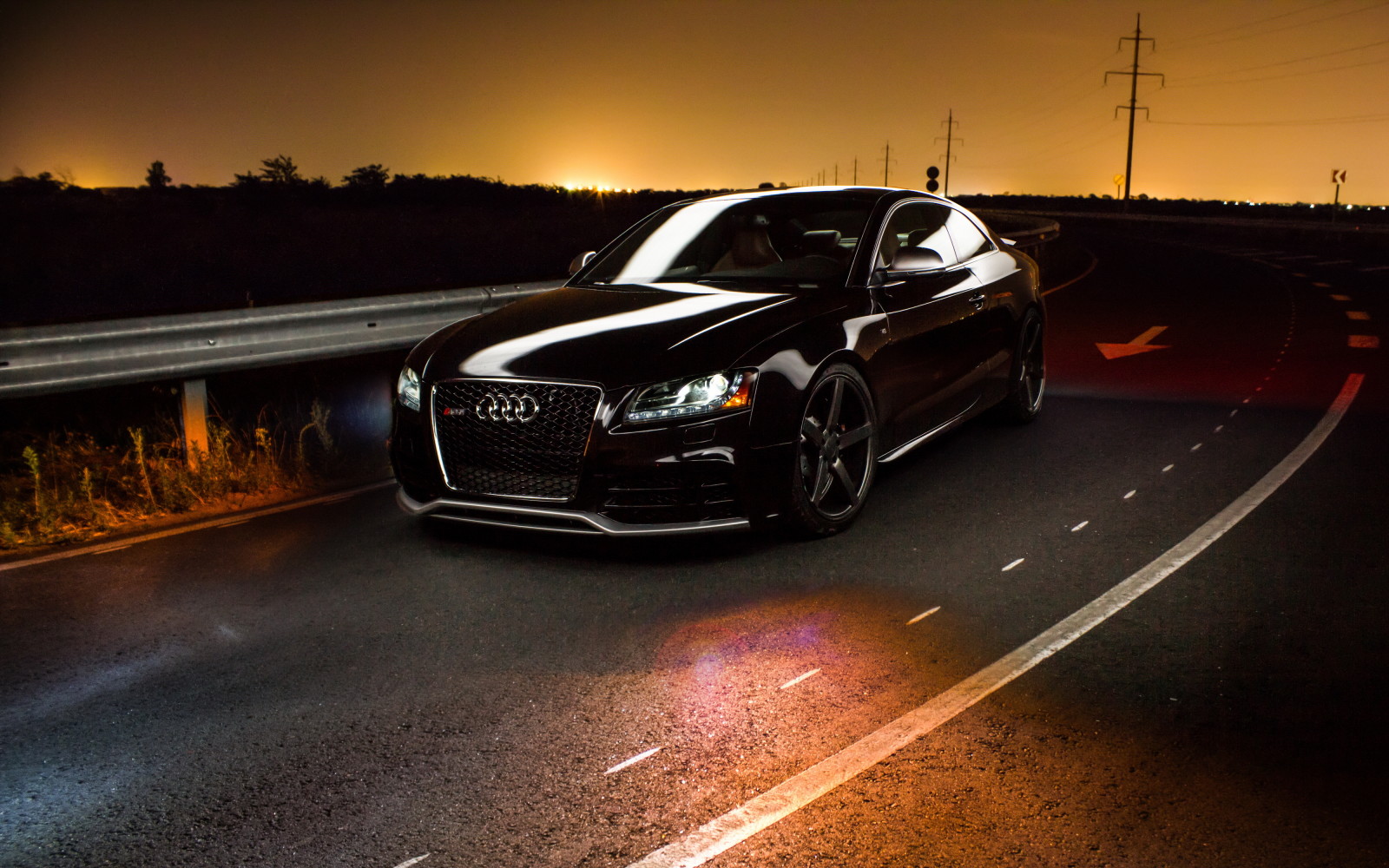 negro, noche, Audi, RS5