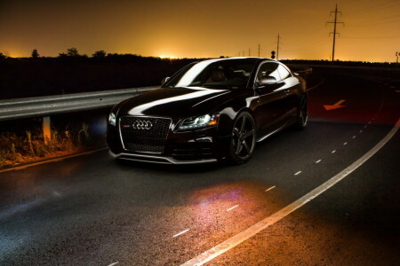 Audi, black, night, RS5