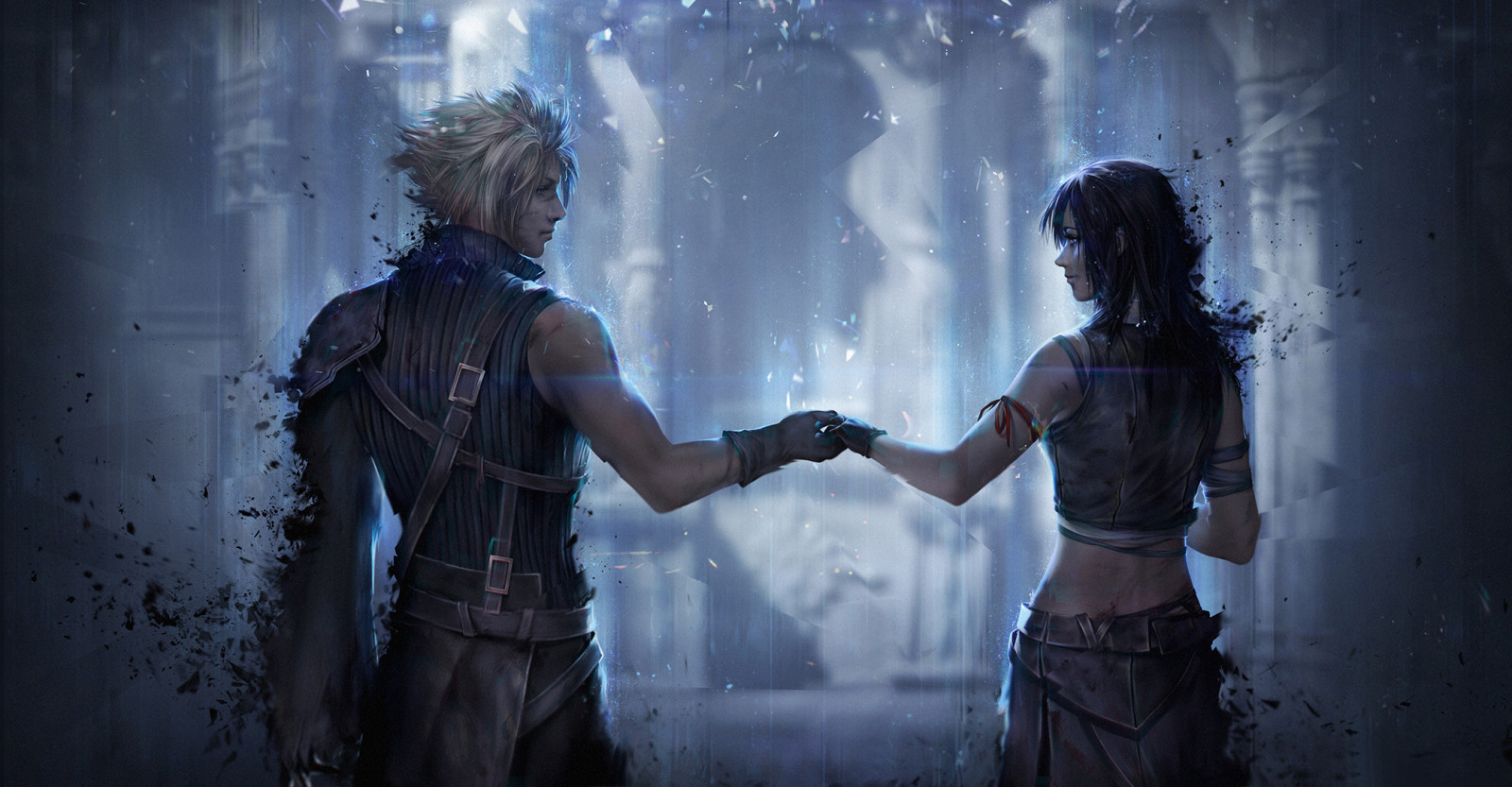 girl, art, guy, ff7, Tifa Lockhart, Cloud Strife