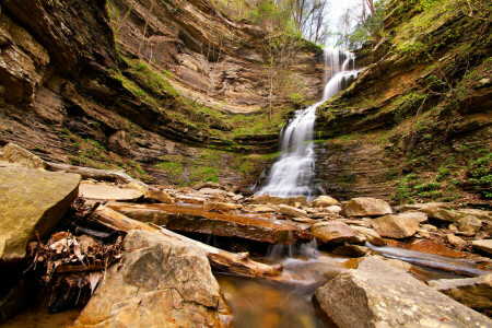 river, rocks, stones, stream, waterfall