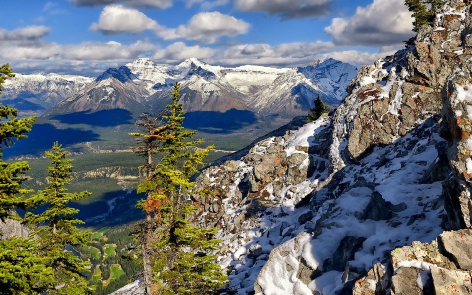 Schnee, der Himmel, Bäume, Wolken, Berge, Foto, Felsen