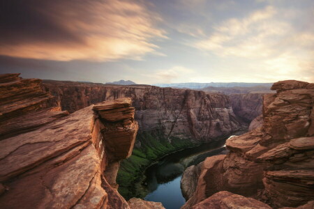 canyon, la taille, paysage, rivière