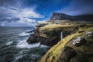 ilhas Faroe, panorama, Atlântico Norte