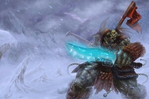 prápor, ork, orkovia, sneh, meč, Svet Warcraftu, WOW