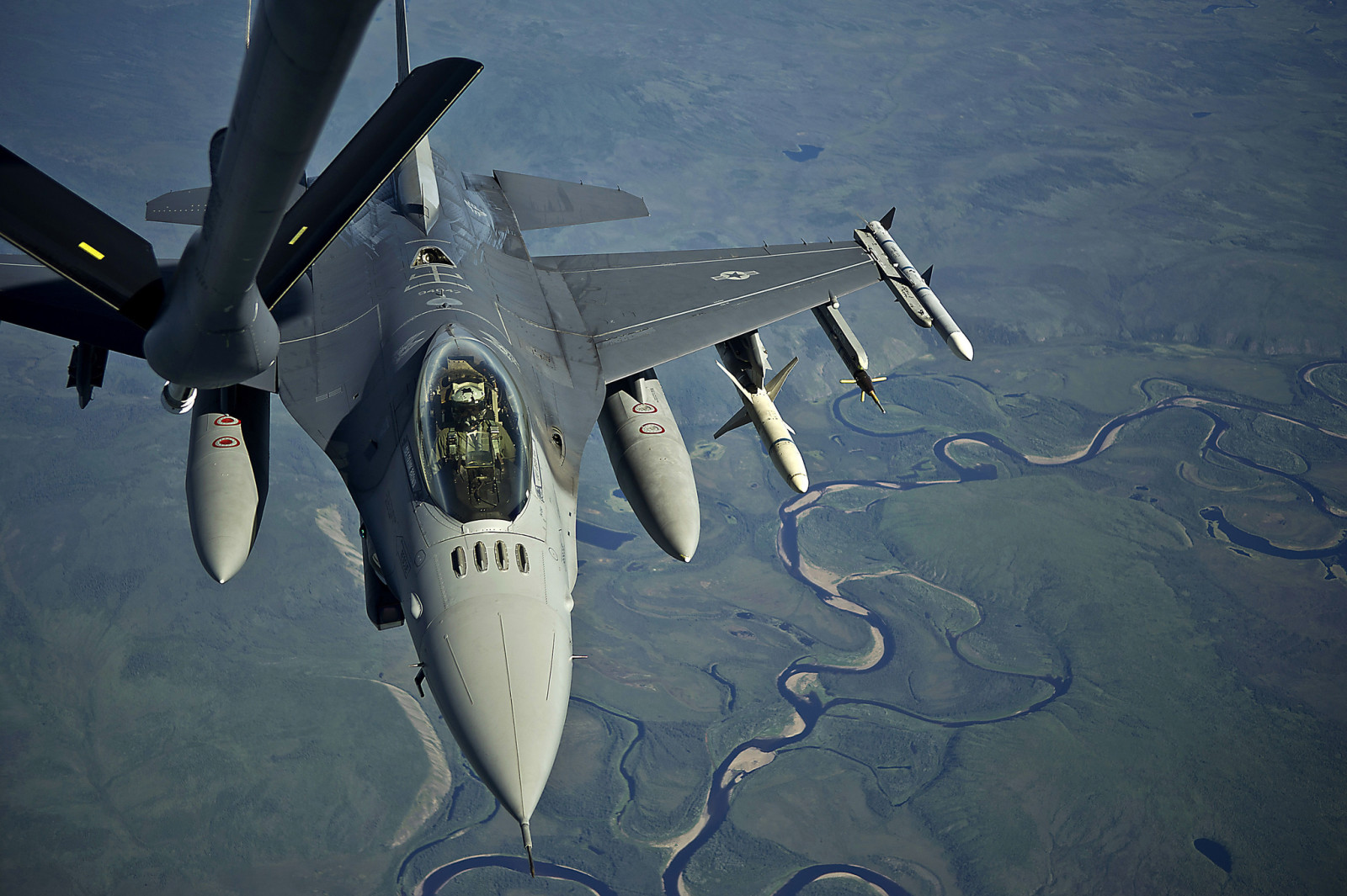 vlucht, Vechter, F-16, Vecht tegen Falcon, multipurpose, Tanken, "Fighting Falcon"