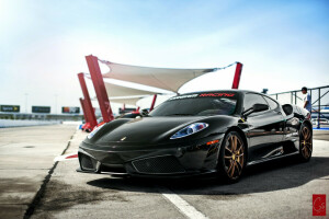 black, F430, ferrari, Scuderia, supercar