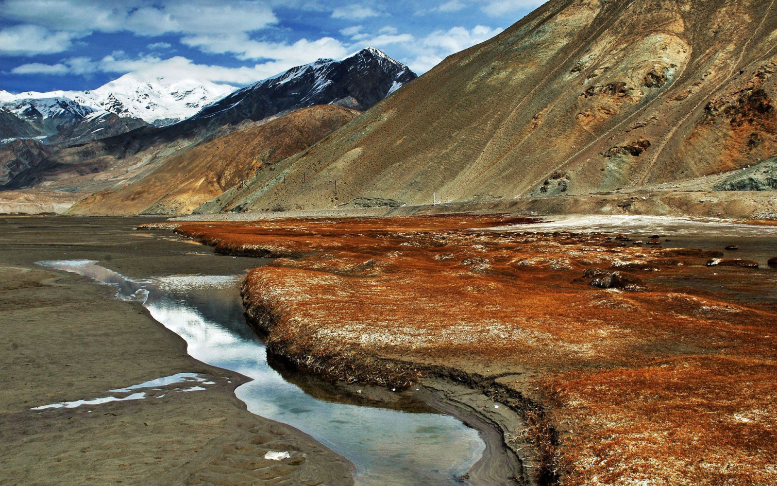 himlen, flod, skyer, bjerge, Pamir