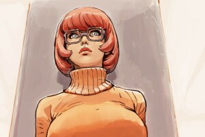 Művészet, mellkas, lány, szemüveg, joel27, Scooby Doo, Velma Dinkley