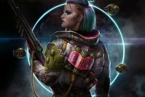 art, Fiction, girl, profile, Sci-Fi, tattoo, weapons