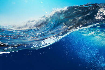 blue, ocean, sea, sky, splash, The ocean, water, wave