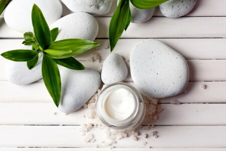 cream, salt, Spa, stones