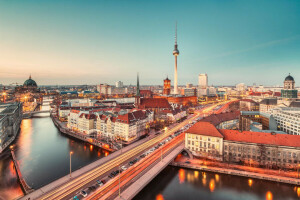 Berlina, edificio, extracto, Alemania, hogar, luces, Máquina, Mañana