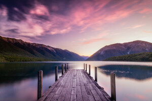 See, Yachthafen, Berge, Natur