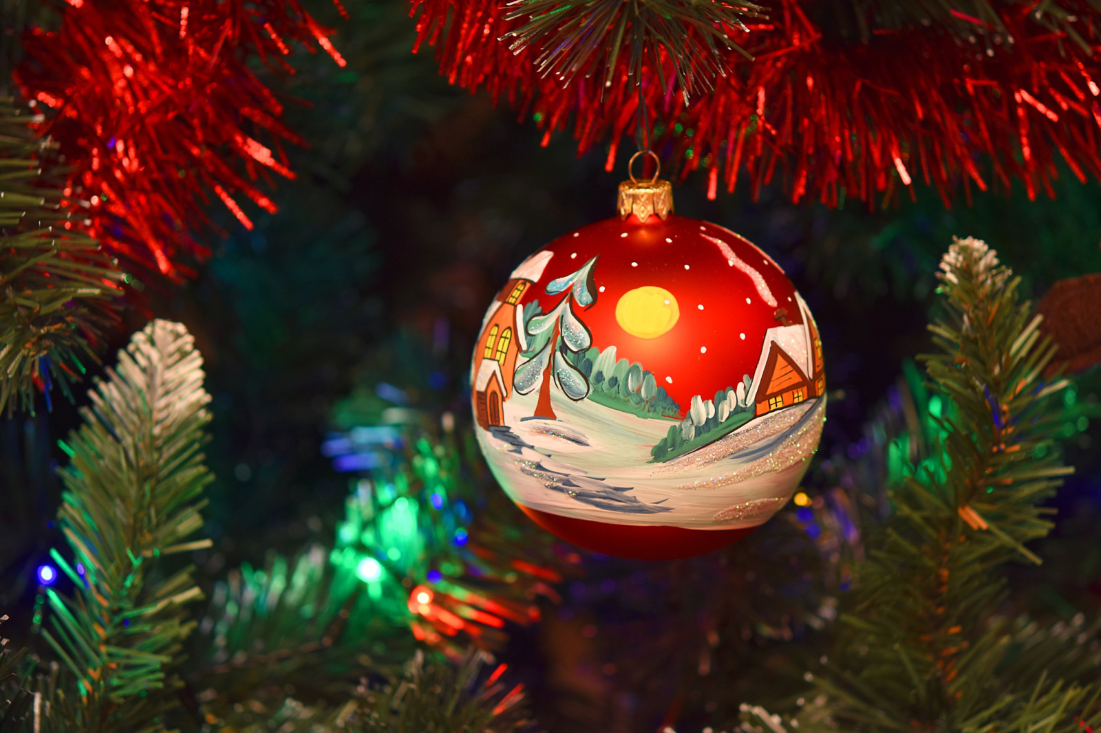 New Year, Christmas, decoration, Merry, Xmas, ball, Painting, tinsel