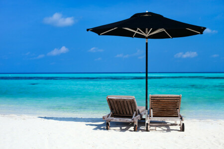 strand, natuur, zand, zee, lucht, zomer