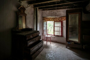 cabinets, chair, room, window