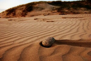 dunes, grass, sand, stone, the sky