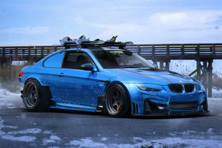 blue, BMW, by Khyzyl Saleem, car, E92, future, sport, tuning