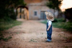 achtergrond, bokeh, jongen, cowboy, hoed, jeans, landschap