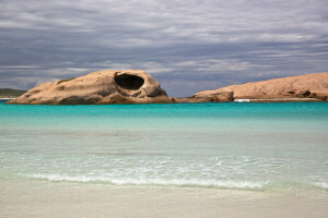 la grotte, rochers, mer, Le ciel