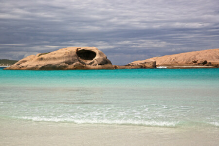 cave, rocks, sea, the sky