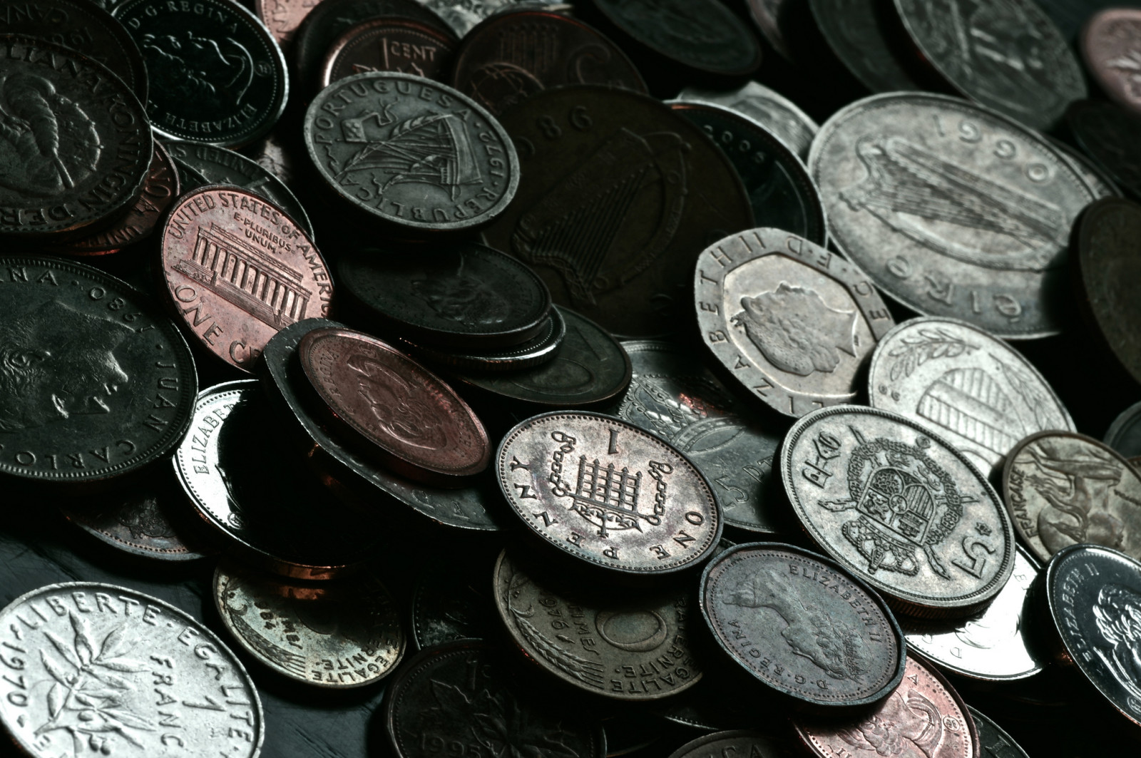 macro, money, currency, coins