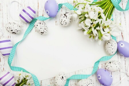 Easter, eggs, flowers, snowdrops, spring