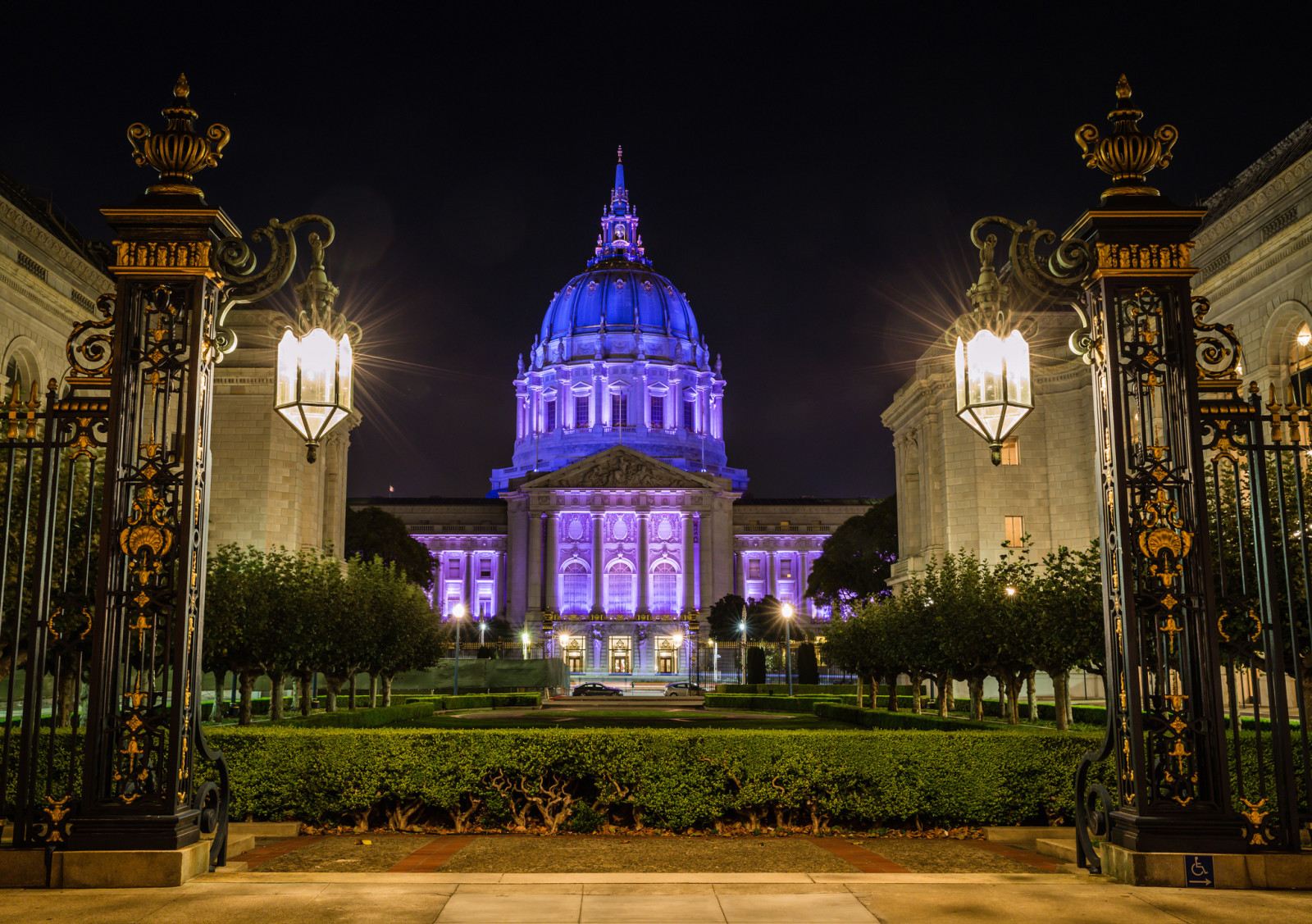 il cielo, luci, notte, Stati Uniti d'America, cancello, San Francisco, Palazzo, Municipio