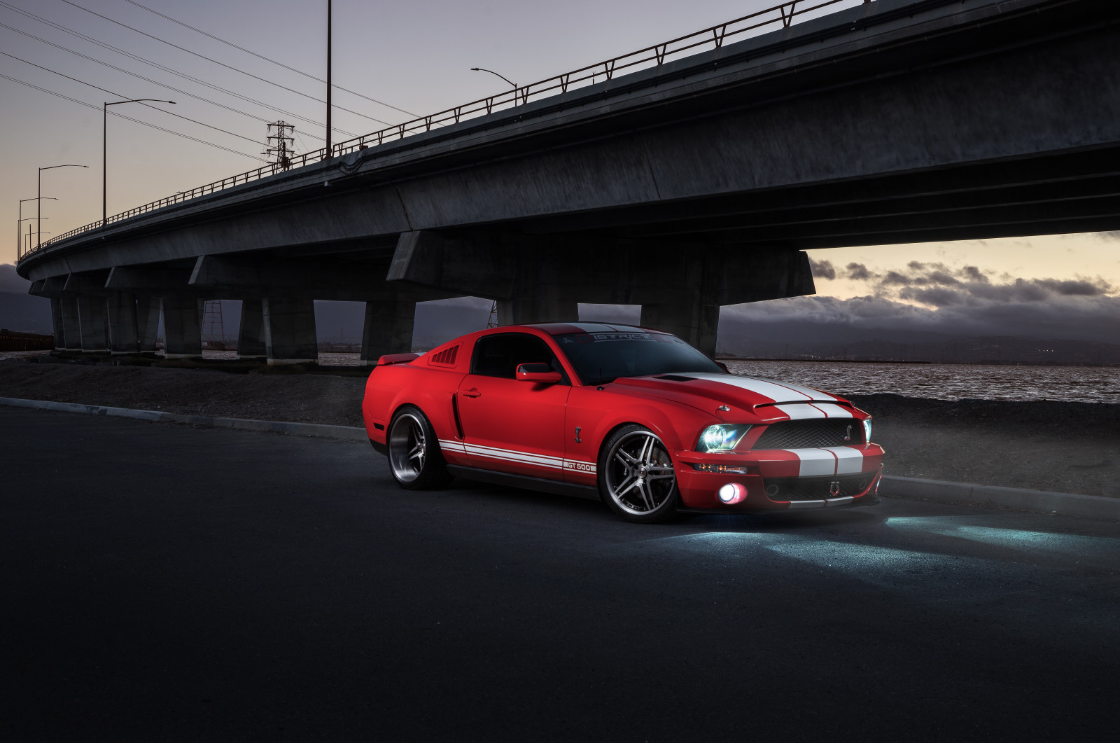 luz, pôr do sol, vermelho, carro, Mustang, Ford, músculo, Frente