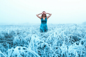 soğuk, elbise, don, kız, çimen, Lizzy Gadd, Muhteşem Kış