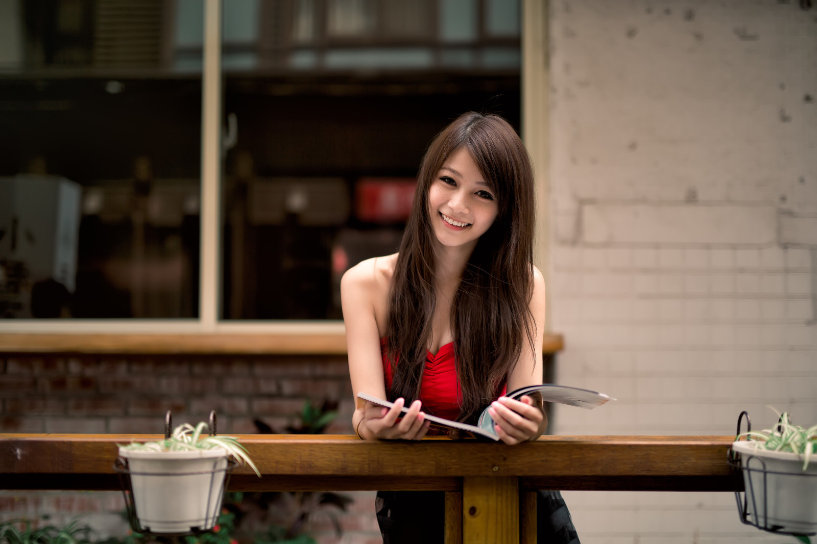 Guarda, ragazza, asiatico