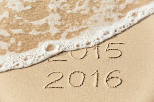 2016, spiaggia, figure, contento, Nuovo anno, sabbia, mare