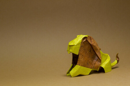 marron, crinière brune, Leo, Lion, crinière, origami