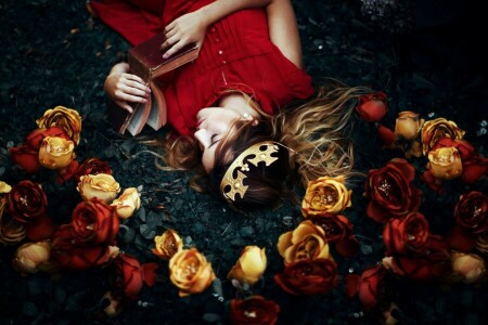 book, crown, flowers, girl, My wonderland, Ronny Garcia, sleep