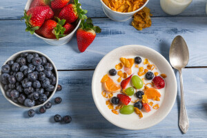 Un délicieux dessert, baie, petit déjeuner, fruit