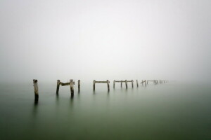 brouillard, paysage, mer, soutien