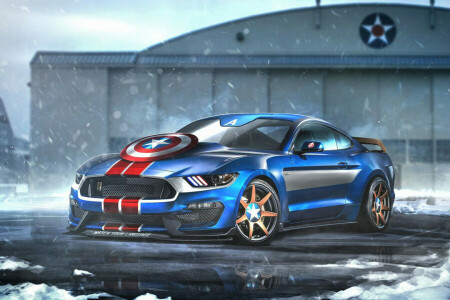 auto, Captain America, Ford, Marvel, Mustang, superhero, Superheroes