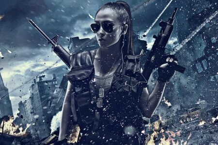 girl, Shooting, the city, the explosion, weapons