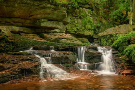 Baden-Württemberg, cascade, Germany, Monbach Creek, Monbach Valley, moss, River Manbah, stones