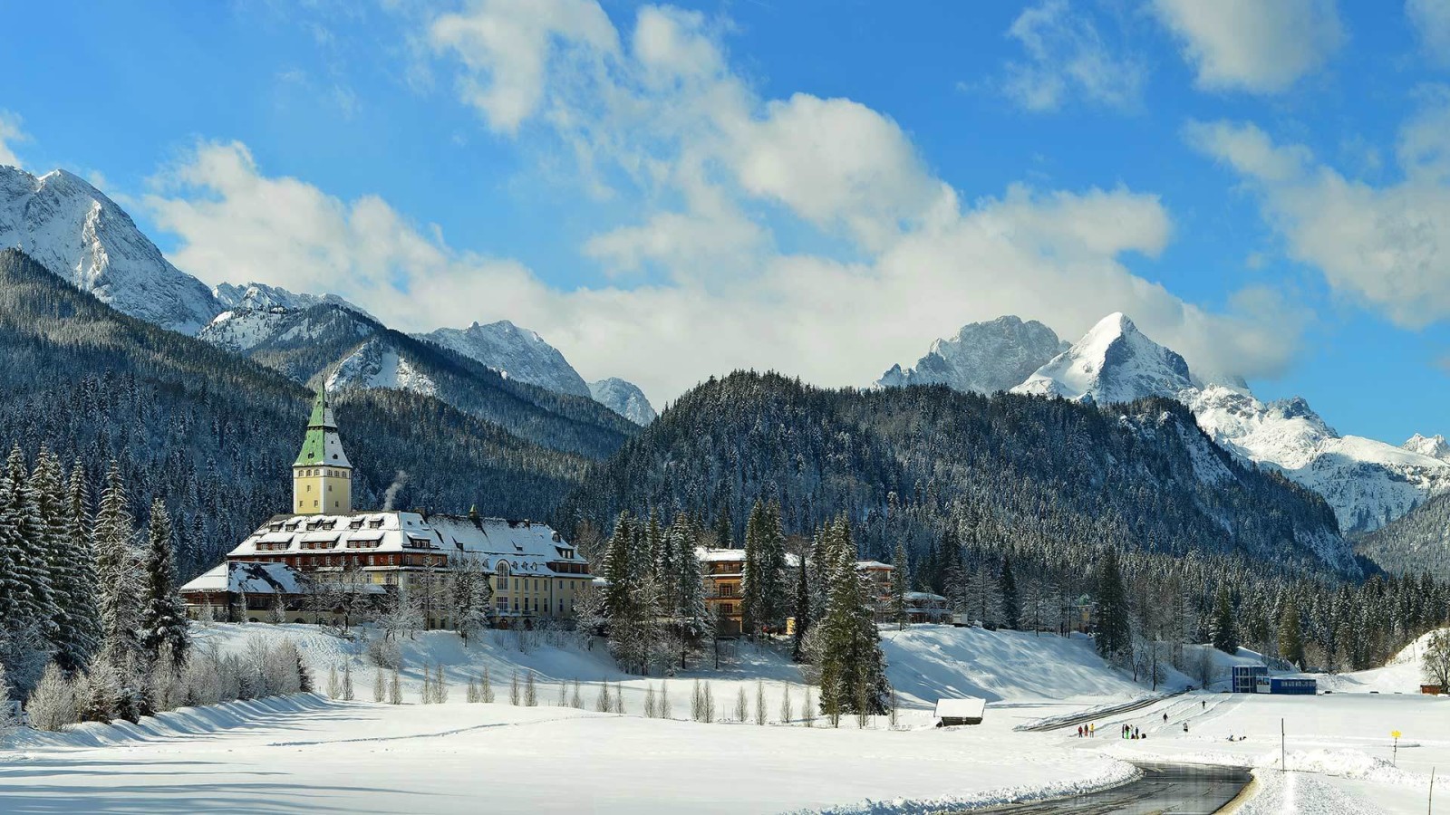 snö, vinter-, träd, bergen, Tyskland, Bayern, Garmisch-Partenkirchen, Krün