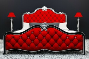 bed, decoratie, ontwerp, rood