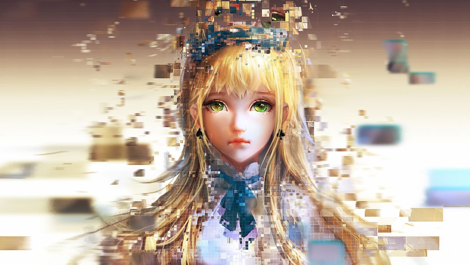 girl, Alice, pixels, alice in pixel land