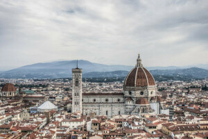 Katedrála, Duomo, Florencie, Domov, Itálie, panoráma, zvonice, kupole