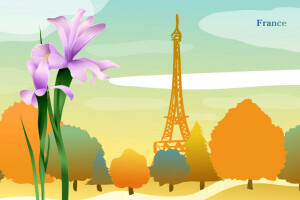 autumn, Country, flowers, France, the city, tourism, tower, travel