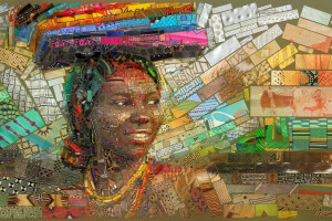 Afrika, bakgrund, illustration, mosaik-