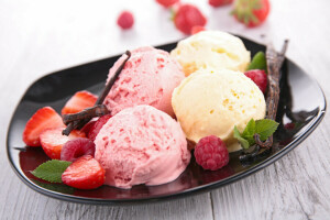 Beeren, Eis, Himbeere, Erdbeere, Sommer-