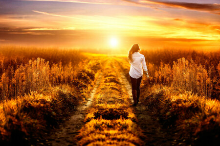 Alessandro Di Cicco, field, girl, the way, Way to heaven