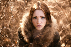 freckles, girl, look, portrait, the beauty