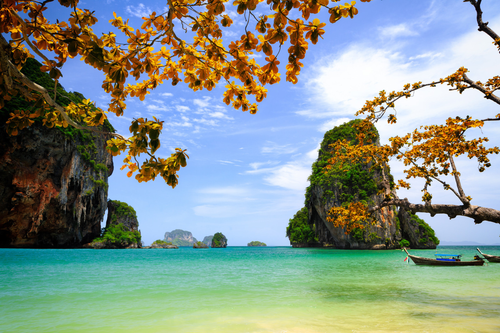 Le ciel, mer, feuilles, branche, rochers, Vietnam