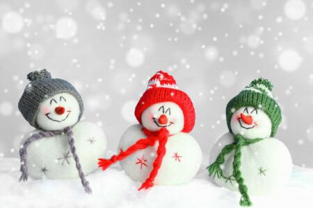 Christmas, decoraton, Merry, New Year, snow, snowman, winter